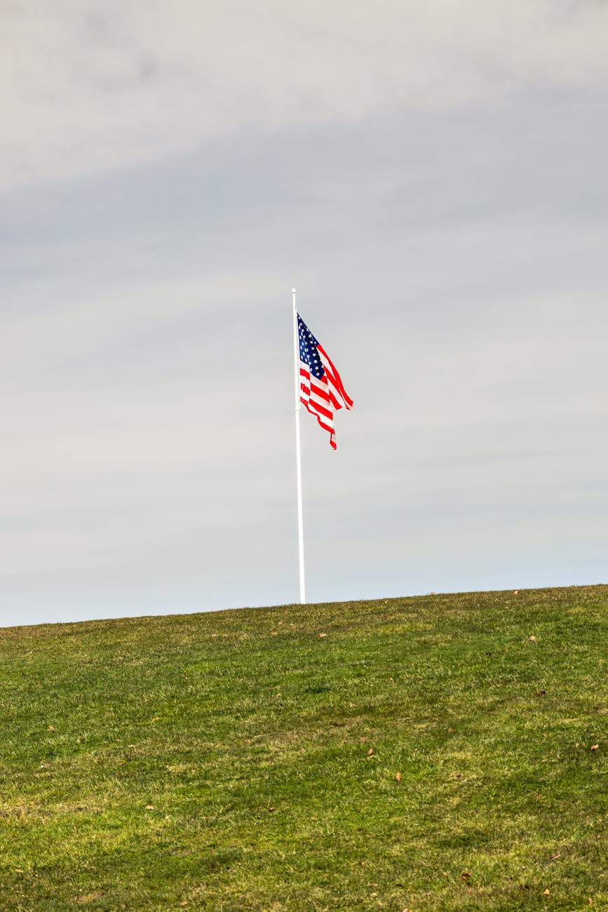 flag of the usa in countryside